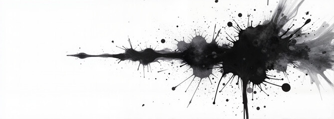 Fototapeta premium Abstract black ink splashes on white background