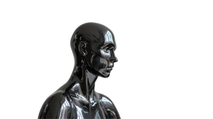 Black Mannequin Torso Elegant Fashion Display, Shiny Body Form for Design, isolated on transparent background.