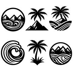 vector set of tropical island icons