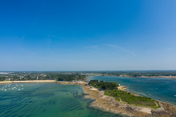 Trehennarvour cove in Saint-Philibert in Europe, France, Brittany, Morbihan, Saint Philibert, in summer, on a sunny day.