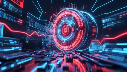 Glowing Digital Security Lock - Cyber Threat Protection