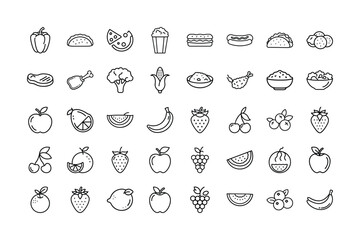 set of Fruits Food Vegetables
