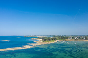 Trehennarvour cove in Saint-Philibert in Europe, France, Brittany, Morbihan, Saint Philibert, in summer, on a sunny day.