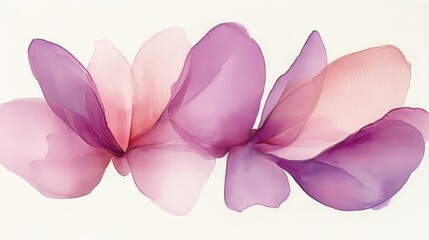 Ethereal Blush and Lavender Watercolor Floral Background, Minimalist Design With Loose Brushstrokes.