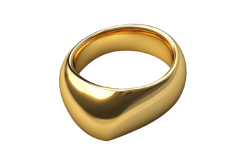 Elegant gold ring shaped like a teardrop, perfect for cherished moments and special occasions isolated on transparent background