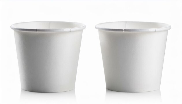 front view of white blank disposable paper sampling cup isolated on white