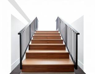 Fototapeta premium modern staircase design with wooden st and metal railing perfect for contemporary interiors isolated on white background