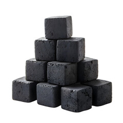 Display of dark charcoal in different forms and shapes