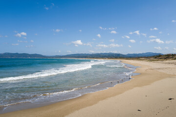 Shotenkyo Beach in Kumihamacho in Asia, Japan, Kansai, Kinosaki, in summer on a sunny day.