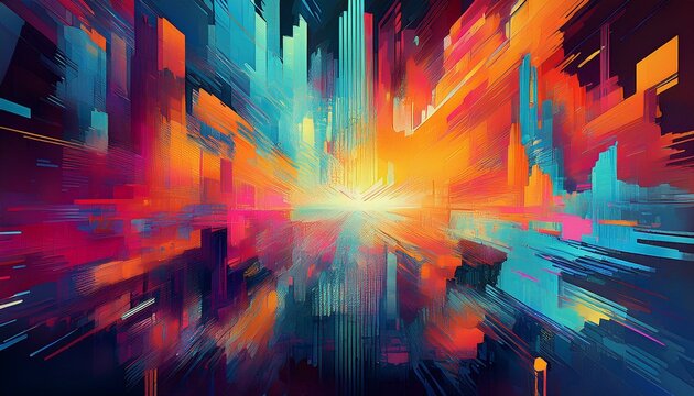abstract digital motion glitch art pixelated textured pattern vibrant rgb colors modern art technology digital aesthetics interlaced multicolored distorted textured futuristic background
