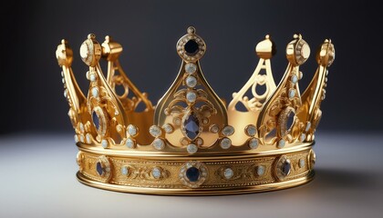 majestic golden king crown adorned with precious stones isolated against a plain background symbolizing the grandeur and legacy of a kingdom radiating luxury and opulence