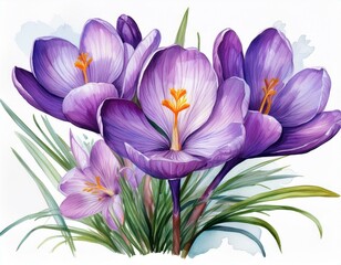 watercolor crocus flowers composition botanical illustration isolated on white background spring bloom floral design crocus watercolor botanical illustration spring flowers