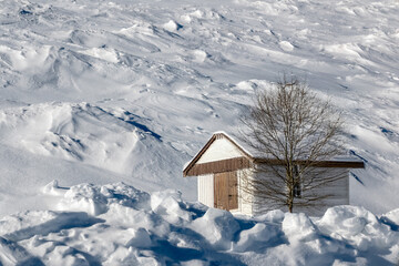 Cozy house in the mountains. Generated Image.