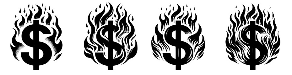 Dollar symbol burning in flames