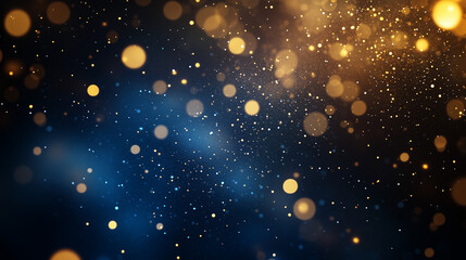 Obraz premium Soft glowing gradient background with smooth transitions of deep blue and golden hues on a dark backdrop. Subtle blur effect for a dreamy, modern look. Perfect for presentations, banners