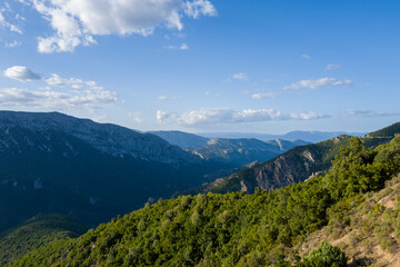 The Sardinian countryside in Urzulei in Europe, Italy, Sardinia, Urzulei, in summer, on a sunny day.