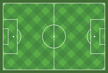 Soccer field top view, diagonal checker grass pattern