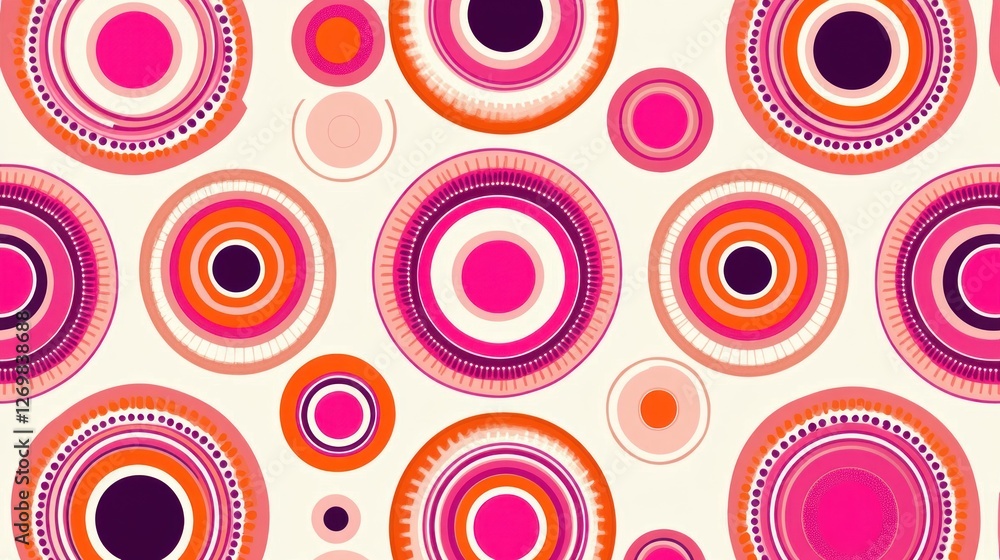 Poster vibrant retro circles pattern: a bold and colorful abstract design