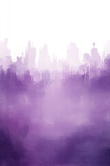 Fototapeta premium Abstract Cityscape In Shades Of Lilac, Watercolor Illustration With Light Wash For Background, Print