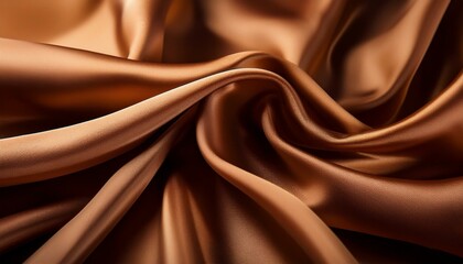 Fototapeta premium close up of brown silk fabric draped in soft folds