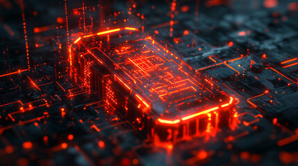 A glowing battery surrounded by digital particles, symbolizing advanced technology, energy innovation, and the future of sustainable power in a modern, futuristic world