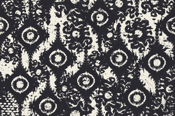 Ikat paisley embroidery on the fabric in Indonesia, India and Asian countries.geometric ethnic oriental seamless pattern.Aztec style. Illustration. Design for texture, textil,clothing,wrapping,carpet.