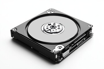 Exploring the intricate design and technology of a modern hard disk drive on a minimalist background isolated on transparent background
