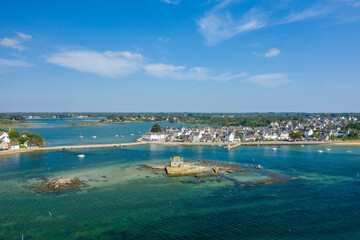Fototapeta premium Saint-Cado in Etel in Europe, France, Brittany, Morbihan, Etel, in summer, on a sunny day.