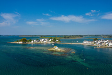 Saint-Cado in Etel in Europe, France, Brittany, Morbihan, Etel, in summer, on a sunny day.