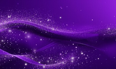 Abstract violet elegant background with glitter and waves. Luxury and aesthetic dark purple background. Shiny color purple gold wave design element. Waves style concept for web banner, flyer, card.