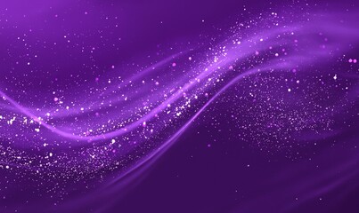 Abstract violet elegant background with glitter and waves. Luxury and aesthetic dark purple background. Shiny color purple gold wave design element. Waves style concept for web banner, flyer, card.