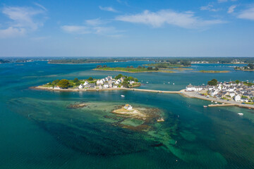 Saint-Cado in Etel in Europe, France, Brittany, Morbihan, Etel, in summer, on a sunny day.