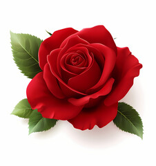 Watercolor red roses with leaves on a white background, vector illustration for a postcard or print