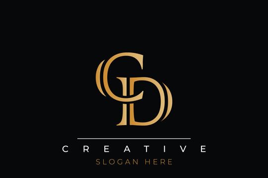 Sophisticated gold CD monogram logo on a sleek black background, ideal for branding, creative design, and luxurious themes.