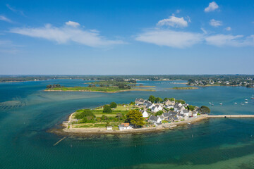 Saint-Cado in Etel in Europe, France, Brittany, Morbihan, Etel, in summer, on a sunny day.