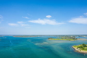Saint-Cado in Etel in Europe, France, Brittany, Morbihan, Etel, in summer, on a sunny day.