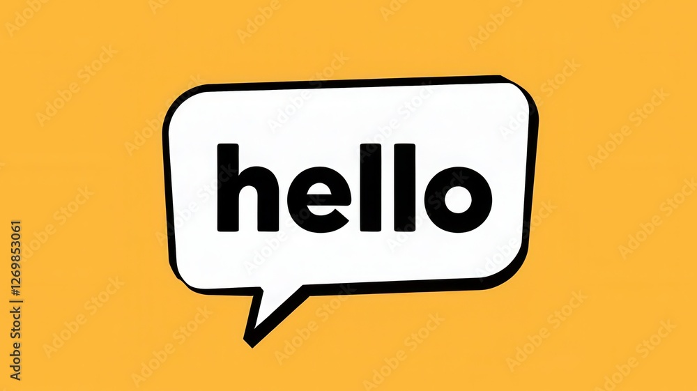 Poster white speech bubble with the word hello displayed inside