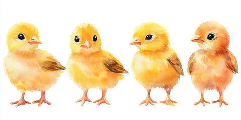 Fototapeta premium Watercolor little chick. Illustration clipart isolated on white background.