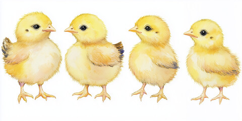 Naklejka premium Watercolor little chick. Illustration clipart isolated on white background.