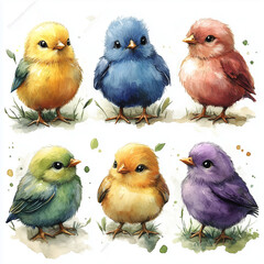 Naklejka premium Watercolor little chick. Illustration clipart isolated on white background.