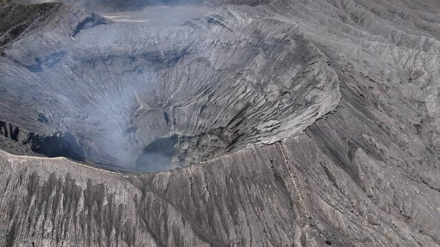Aerial shot of the active valcano Mount Bromo in Indonesia.