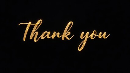Luxury "thank you" golden text on black background