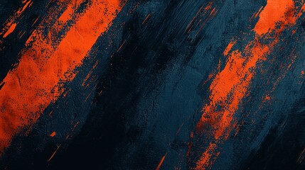 A vibrant abstract background featuring bold orange and dark blue paint strokes, creating a dynamic and energetic visual effect.