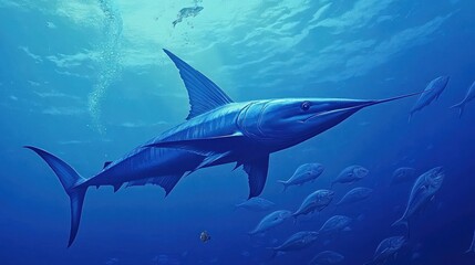 Fototapeta premium Majestic Marlin: A Deep Dive into the Ocean's Depths and Marine Life
