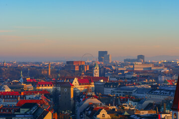 Fototapeta premium Panorama of the city of Munich View of the city of Munich, Germany. Beautiful 