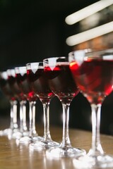 glass of red wine on the table