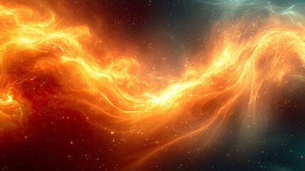 Abstract fluid light design with glowing yellow-orange and soft green light trails. Suitable for artistic digital artwork and background wallpaper.
