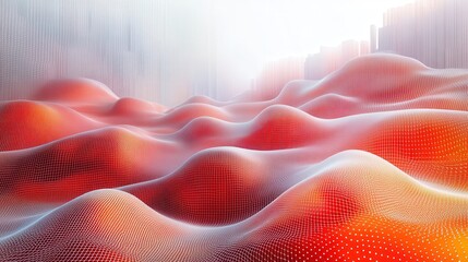 Abstract 3D Landscape with Waves and Gradients in Red Tones