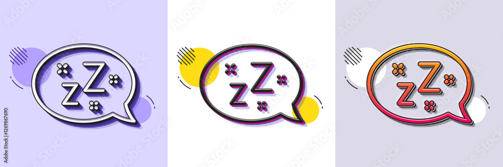 Aufkleber sleep line icon. halftone dotted pattern. gradient icon with grain shadow. zzz speech bubble sign. c