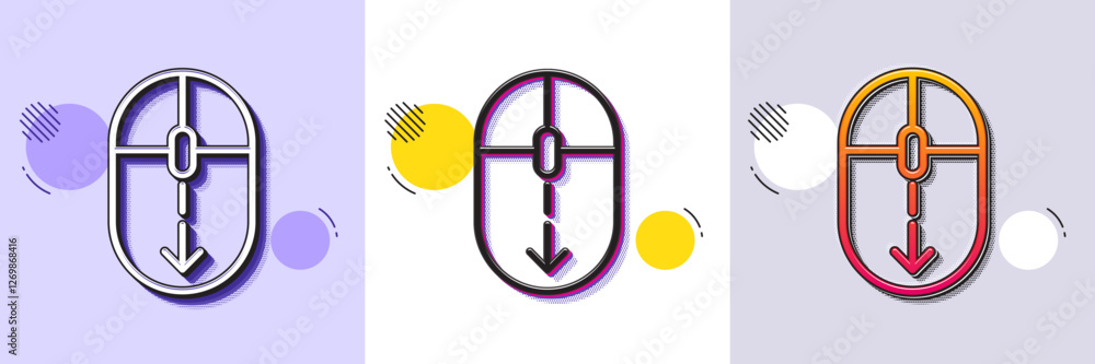 Poster scroll down mouse line icon. halftone dotted pattern. gradient icon with grain shadow. scrolling scr
